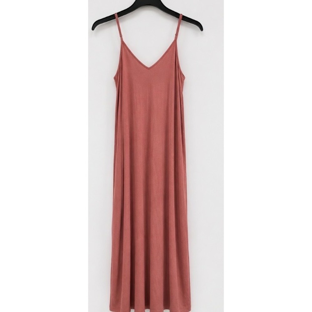 Zenana Premium Rose Pink V-Neck Maxi Dress Adjustable Straps RS-1024P L